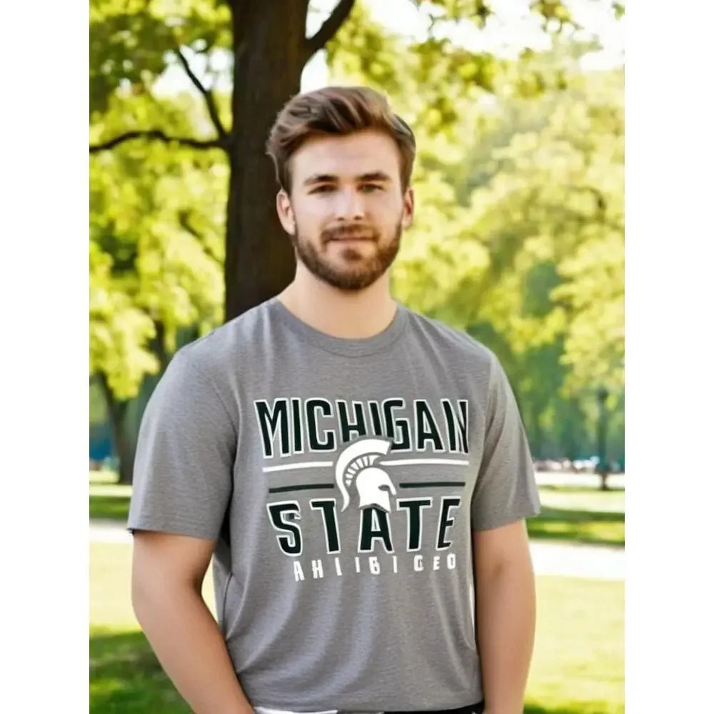 NWT Michigan State Spartans Men's Large Heather Gray T-Shirt Short Sleeve‎